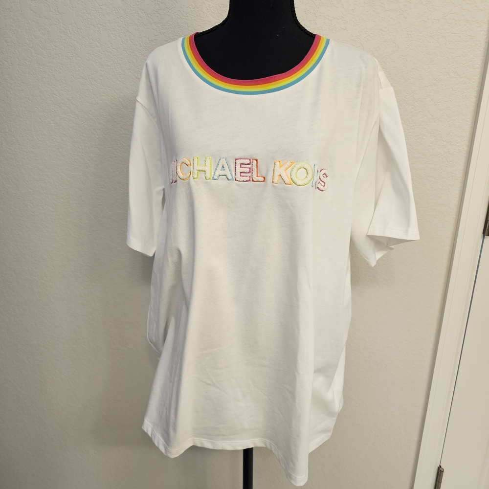 Michael Kors Kids White Rainbow Trim T-Shirt